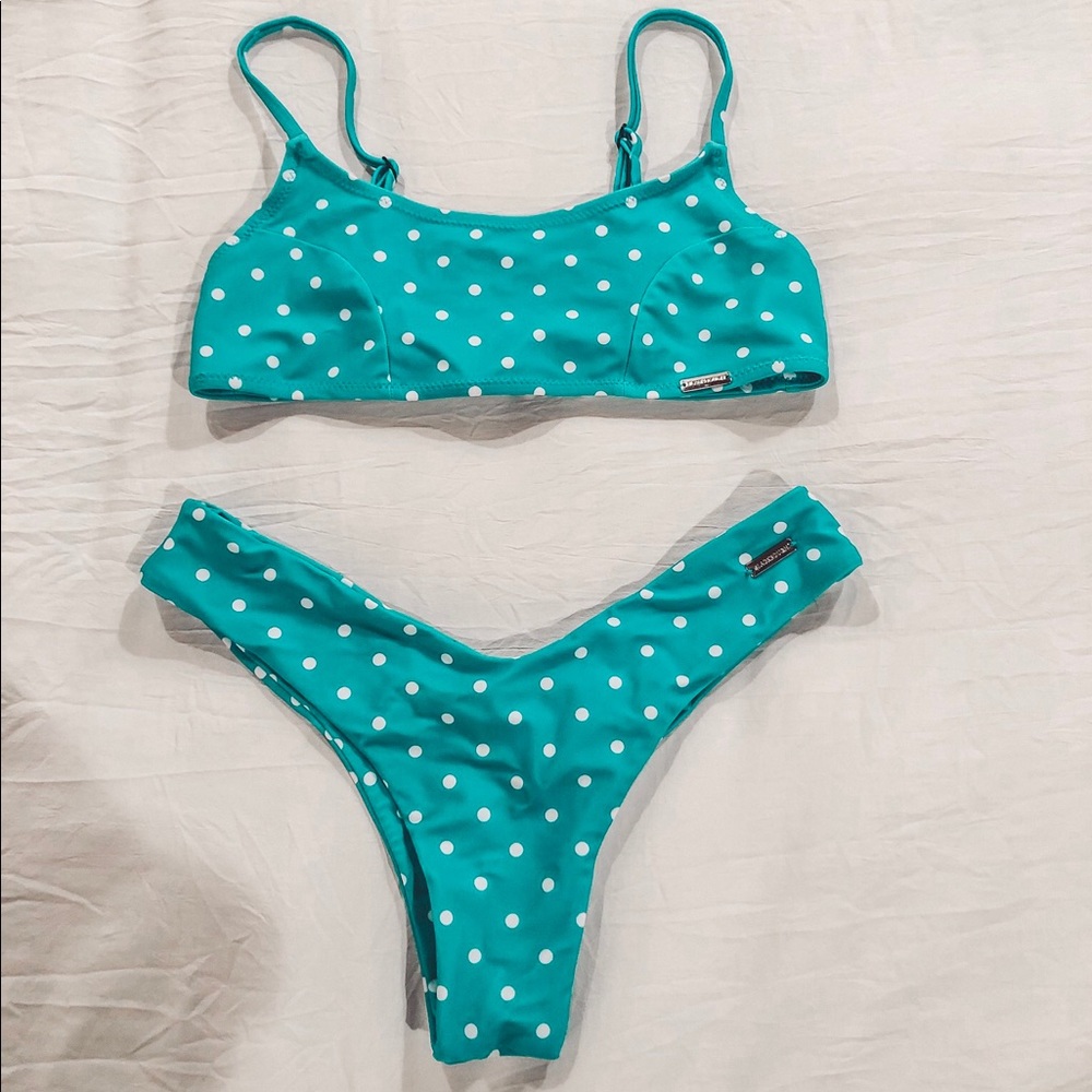 Teal polka dot bikini